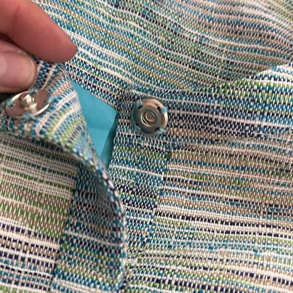 Luciano Dante Women’s Blue Green Snap Closure Front Pockets Vintage Blazer sz L - Picture 5 of 7